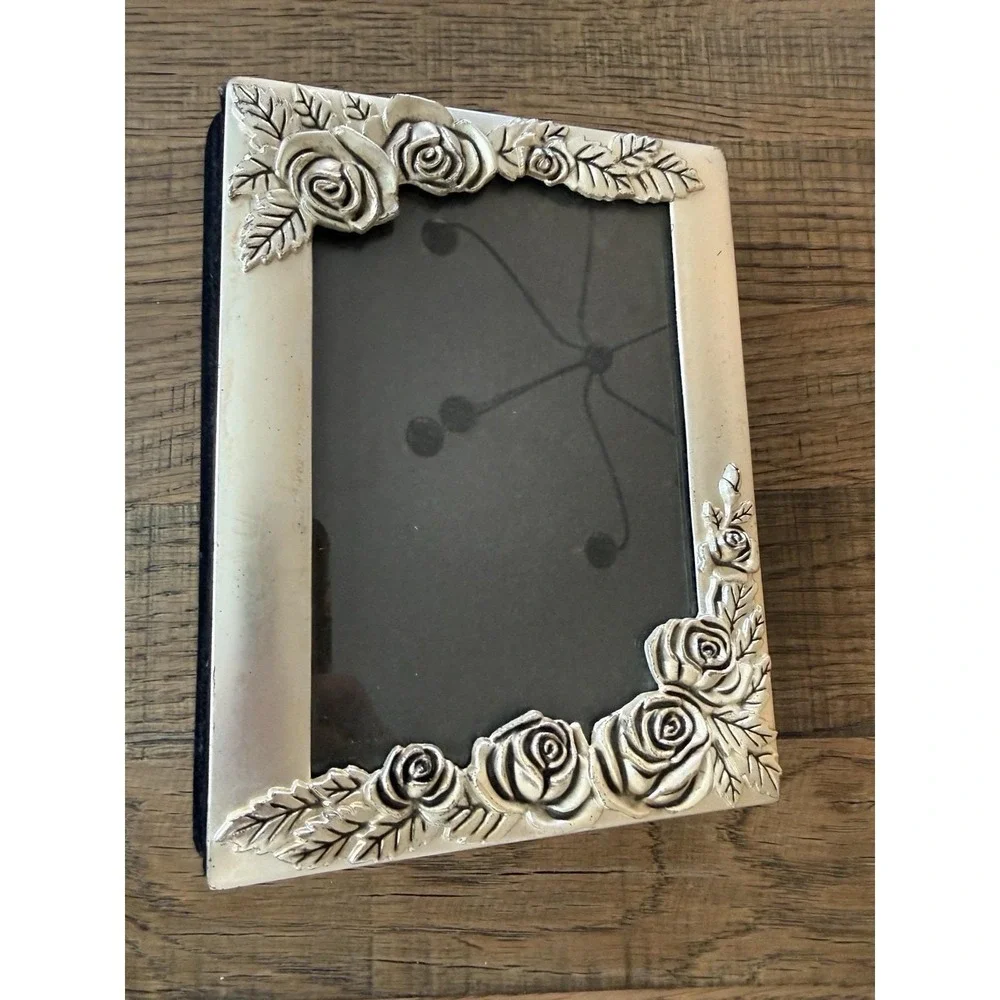 Vintage Godinger Silver Plated Roses Ornate 4x6 Photo Album Holds 100 Photos